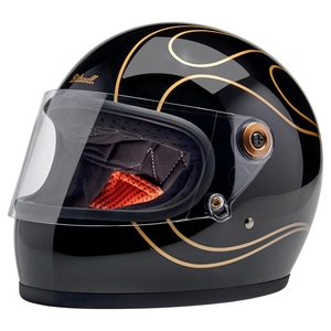 GRINGO S ECE R22.06 フルフェイスヘルメット - GLOSS BLACK FLAMES