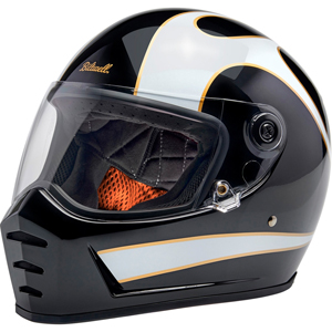 LANE SPLITTER ECE R22.06 フルフェイスヘルメット - GLOSS BLACK/WHITE FLAMES