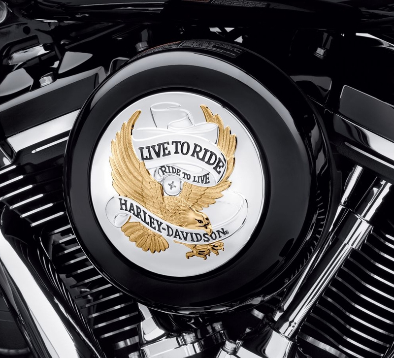 29328-99/61400455 LIVE TO RIDE・コレクション/ゴールド・エアクリーナートリム Harley Davidson