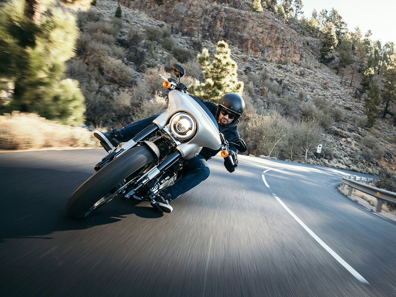 山道を走るハーレー